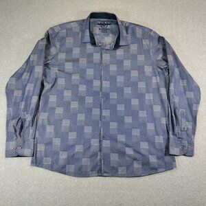 Barbabas Signature Shirt Mens 2XL Classic Fit Blue Jacquard Spread Collar Cotton